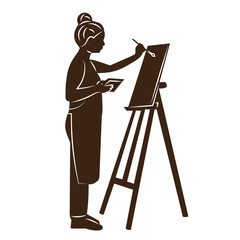 artist draws a silhouette, on a white background vector