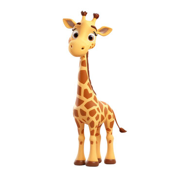 3d rendering of cartoon giraffe on Isolated transparent background png. generated with AI