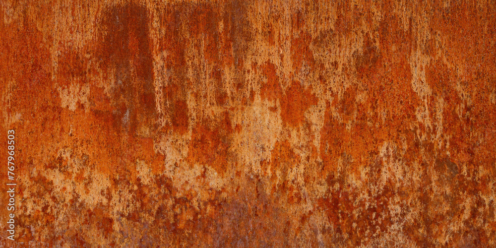 Wall mural Grunge rusted metal texture, rust and oxidized metal background. Old metal iron panel.