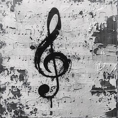 a black and white image of a treble clef