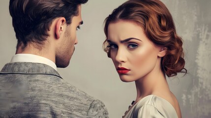 Fototapeta premium A man rejects a woman, with woman's disappointed look