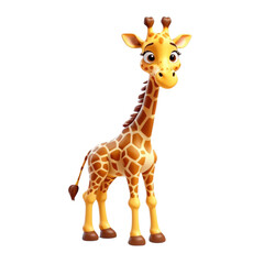 3d rendering of cartoon giraffe on Isolated transparent background png. generated with AI