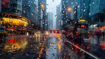 Zelfklevend Fotobehang Rain of Light in the Metropolis © Mauro