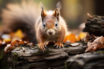Foto op Canvas Fast squirrel in the surroundings of wood., generative IA © JONATAS