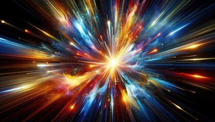 exploding supernova with vibrant cosmic rays and interstellar dust in a breathtaking celestial event digital illustration, illustration, space, galaxy, stars, nebula, light, speed, universe