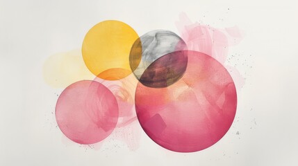 Elegant watercolor circles overlaying each other with subtle ink splatter, evoking a serene, artistic vibe.