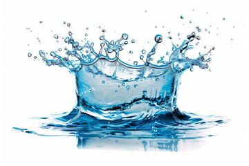 Water splashes isolated on a white background, sparks of blue water,close up Fresh water splash, water flow  