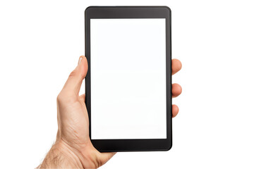 A hand holding a mobile phone with a blank screen, ideal for showcasing an app or digital communication