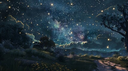 Fototapeta na wymiar Night Sky Filled With Stars