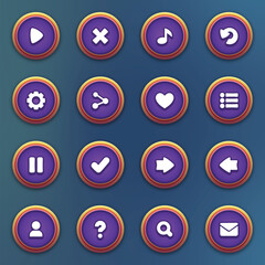 Set of purple buttons for mobile games game purple interface cartoon ui buttons set ui elements