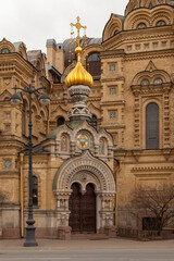 Entrance to the Church of the Assumption of the Blessed Virgin Mary in St. Petersburg, Russia