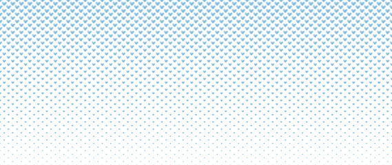 Blended  doodle blue heart on white for pattern and background, halftone effect, Valentine's background - obrazy, fototapety, plakaty