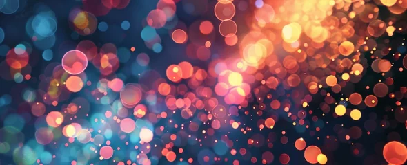 Foto op Aluminium Warm glowing bokeh overlay on a cool twilight gradient, ideal for festive or celebratory backdrop imagery. © StockWorld