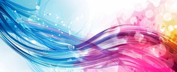 Vivid abstract background with flowing blue and pink lines and light bokeh, ideal for modern creative design.
