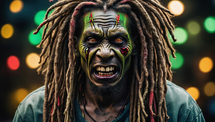 Tech-Themed Angry Rasta Zombie With Dreadlocks