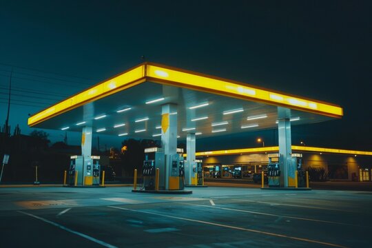 The service station's yellow neon lights were a beacon of hope on that desolate night