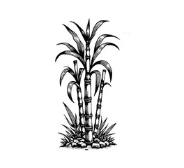 Sugarcane plant hand drawn vector illustration graphic