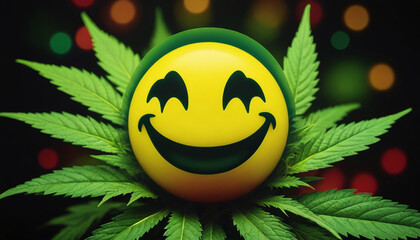Reggae Smiley Face With Weed Theme