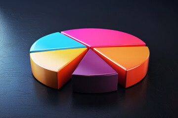 Obraz premium Colorful 3D pie chart showing different data