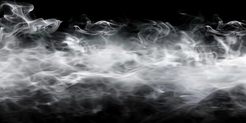 white smoke isolated on black background,banner, white fog on black background	
