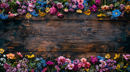 Vintage Floral Wooden Background