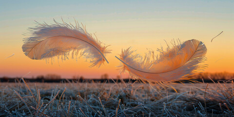 Winter Frost on Nature, Snowy Landscape with Icy Grass, Seasonal Cold Beauty