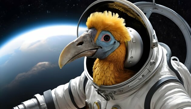 A Dodo Bird In A Space Suit Exploring Space