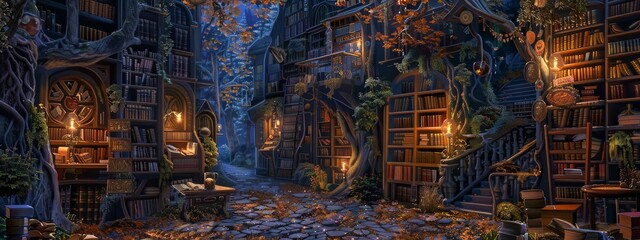 A magical bookshop where the books come to life at night.