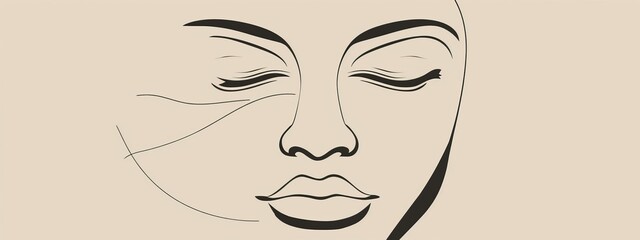 A minimalist portrait of a calm, meditative face with closed eyes.