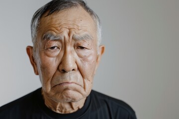怒っている顔のシニアの日本人男性（おじいさん・おじいちゃん・イライラ・不満・ストレス） - obrazy, fototapety, plakaty