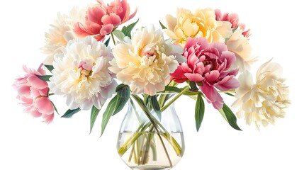 Obraz premium Colorful Peony Bouquet in Glass Vase