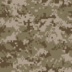 Pixelated brown camouflage background. Seamless Tileable Pattern. Vector illustration.