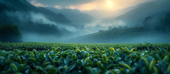 Tea field landscape, agriculture
