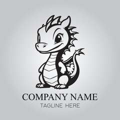 Dragon character logo company with silhouette design vector image