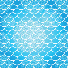 Vector seamless geometric hand drawn pattern with blue semicircles