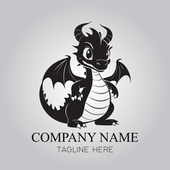 Dragon character logo company with silhouette design vector image