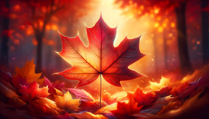 Autumnal Romance: Warm Tones and Maple Leaf Detail