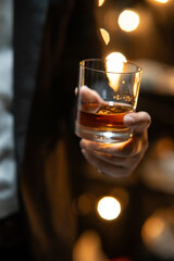 Barman pouring whiskey whiskey glass beautiful night