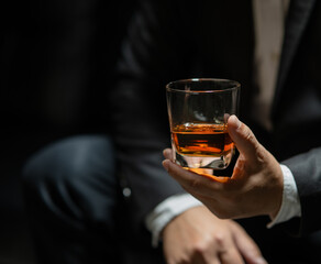 Barman pouring whiskey whiskey glass beautiful night