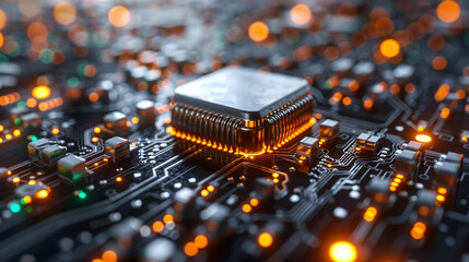 Electronic circuit board. Electronic computer hardware technology. - obrazy, fototapety, plakaty
