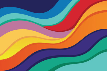 Colorful abstract wavy papercut layers background gradient shape design vector