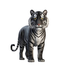 Naklejka na ściany i meble 3d rendering of cartoon tiger on Isolated transparent background png. generated with AI