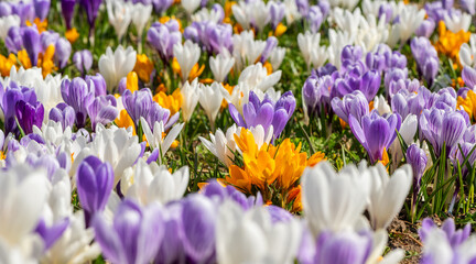 Crocus flowers on a spring day