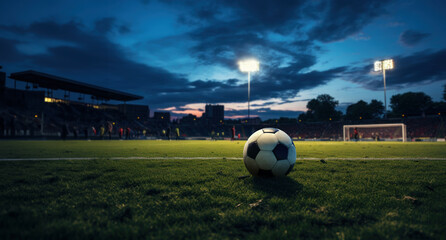 Football Ball on Field in the Evening
