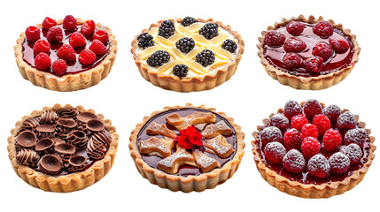 Tempting Set of Bakewell Tart Slices on Transparent Background - Classic British Pastry Delights for Gourmet Connoisseurs