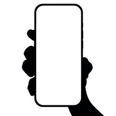 a phone in a hand on a transparent background in vector format