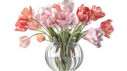 Fototapeta premium Colorful Tulip Bouquet in Glass Vase