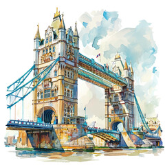 Fototapeta na wymiar tower bridge vector illustration in watercolour style
