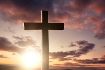 Christian Wooden Cross at blue sky