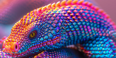 Closeup of Reptile Eye, Nature and Wildlife Concept, Exotic Lizard Portrait, Macro Detail - obrazy, fototapety, plakaty